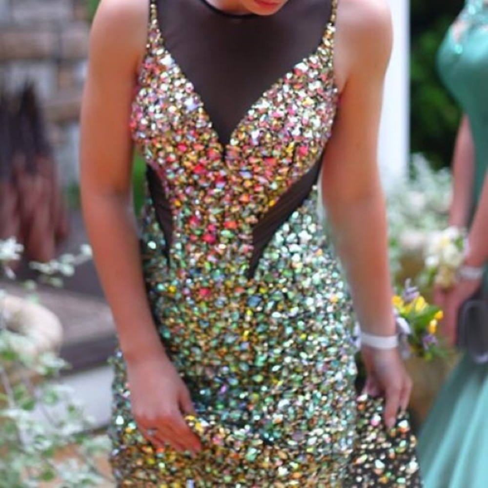 Jazzy Couture jeweled prom dress